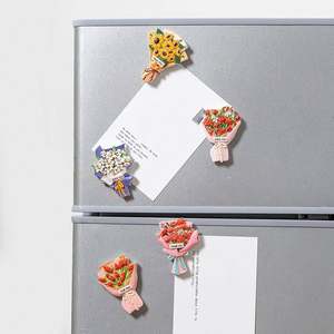 Autocollants magnétiques 3D simples pour la décoration de la maison, souvenirs de dessins animés, autocollants pour réfrigérateur, simulation de tournesols, roses et fleurs - Product Image 3