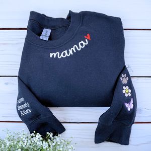 Sweat-shirt <span class=keywords><strong>à</strong></span> capuche brodé personnalisé pour maman, insigne tissé avec logo et motif 3D sur les manches, cadeau parfait pour maman pour <span class=keywords><strong>l</strong></span>'automne et <span class=keywords><strong>l</strong></span>'hiver - Product Image 3