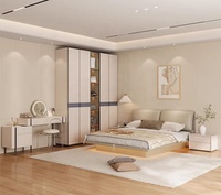 Lit superposé double moderne en bois massif avec tête de lit et table de chevet, prix d'usine, pas cher, pour chambre à coucher