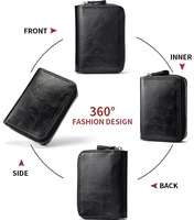 Dompet Kartu Pendek Kulit PU Matte Retro untuk Pria, Tempat Kartu Multi-kartu Bergaya Akordeon Kapasitas Besar dengan Ritsleting
