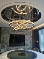 Lustre moderne de luxe MAJ en cristal entrelacé, cadre en métal doré, éclairage LED suspendu, garantie de 3 ans, taille personnalisable pour