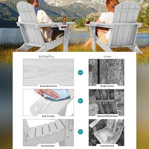 Silla Adirondack Portátil Gris Plateado con Portavasos - Sillas Adirondack de Material Compuesto HDPE, Resistentes al Agua, para Exteriores, para Todo Tipo de Clima - Product Image 3