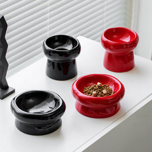 2025 baru keramik mangkuk kucing melindungi serviks kucing makanan mangkuk dekoratif piring minum anjing keramik kaki tinggi hewan peliharaan mangkuk keramik - Product Image 4