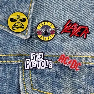 Pin de solapa de metal para música, banda de rock, esmalte suave, personalizado, venta al por mayor