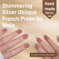 Ongles à presser carrés en acrylique rose français de haute qualité, incrustés à la main, 10 pièces, artificiels de salon avec colle, pré-conçus pour les doigts
