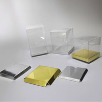 Boîte en plastique transparente carrée pour biscuits personnalisés, en PET, pour truffes au chocolat, en PVC, avec insert doré