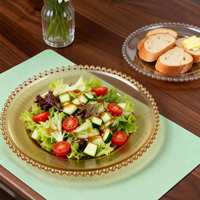 Assiettes de présentation en verre perlé doré de 13 pouces avec gravure, décoration de table de luxe pour mariage, vente en gros