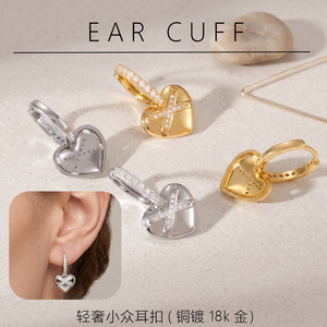 Pendientes con forma de corazón, engaste de bisel de color dorado, joyería de moda para mujer - Product Image 5