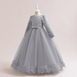 Nouvelle Robe Longue en Tulle à Manches Florales pour Enfants et Adolescentes, Style Princesse, pour Mariage, Spectacle Scénique, Concours de Beauté, Déguisement - Product Image 1