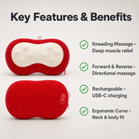 Oreiller de massage rechargeable avec pétrissage bidirectionnel en forme de pomme pour la relaxation du cou, du dos et des épaules