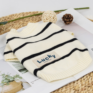 Suéter para Cães com Logo Personalizado, Ecológico, de Algodão Macio, Listrado, Casaco Elástico de Inverno para Cães Pequenos e Grandes, Respirável, em Poliéster - Product Image 5