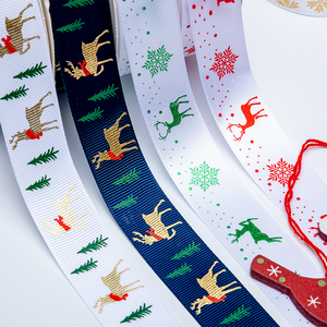 Rubans en satin imprimés personnalisés de haute qualité 100% polyester, 2,5 cm, simple face, écologiques, pour mariage, Noël, cadeaux, rouleau avec logo - Product Image 4