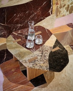 โต๊ะกาแฟหินอ่อนทำจากวัสดุที่พิถีพิถันการออกแบบอย่างสร้างสรรค์ชิ้นส่วนที่จับคู่สีได้ทำใหม่ลวดลายไร้รอยต่อ - Product Image 6