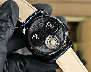 Reloj de buceo mecánico con esfera de 44 mm, tourbillon, calendario, puntero, correa de cuero y acero inoxidable, cristal de zafiro - Product Image 3