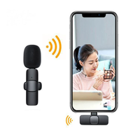 K9 Lavalier mikrofon nirkabel portabel, mikrofon kerah ganda iPhone Tipe C 3.5mm, mikrofon perekaman Video Audio profesional untuk mengajar