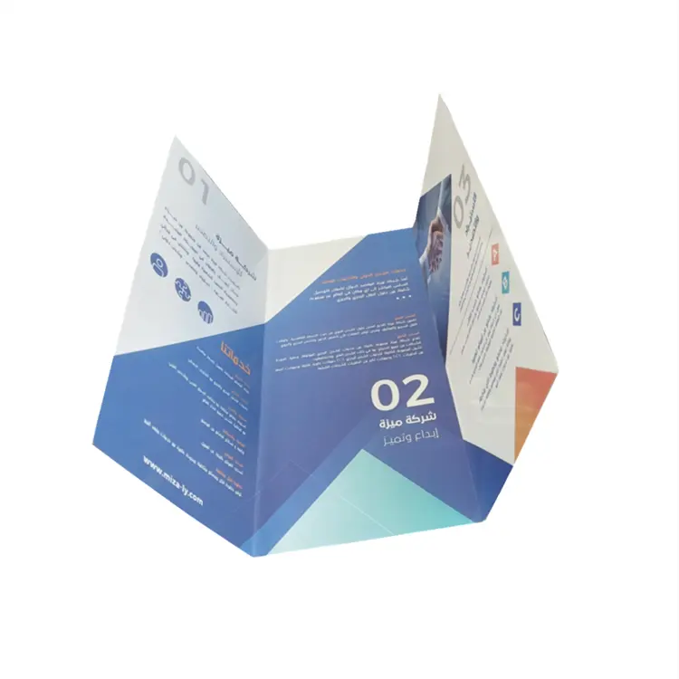 Folleto de negocios personalizado, folleto de alta calidad, papel recubierto de 200gsm, Trifold de impresión, precio barato