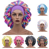 Bonnet de cheveux pour femmes de couleur unie de qualité supérieure grand bonnet de couchage en satin élastique pour adultes-pour la fête de pêche d'affaires