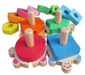 Cartone animato in legno impilamento anelli torre <span class=keywords><strong>Montessori</strong></span> giocattoli forma riconoscimento colore blocchi corrispondenti arcobaleno Stacker apprendimento bambino - Product Image 3