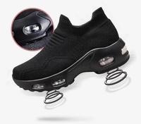 Chaussures de danse légères noires respirantes pour la gym et le cheerleading, avec coussin d'air et plateforme, pour la marche et la danse
