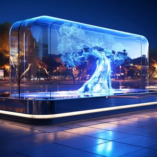 HD LED Holographic Projection Screen for Interactive Advertising Trade Shows Transparent 3D Holographic Invisible Screen