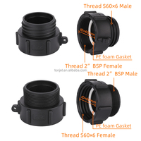 Adaptor Tangki IBC DN50 2'' 60mm S60X6 Female Coupler, Fitting Polipropilena Tugas Berat untuk Penyimpanan Cairan Industri
