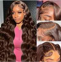 Perruque Lace Frontale 13x4 en Cheveux Humains Remy 100% Naturels, Rouge 4, Ondulée, Densité 210%, Cheveux Brésiliens Péruviens Vierges, Petite Taille, Vente en Gros, Prix Abordable