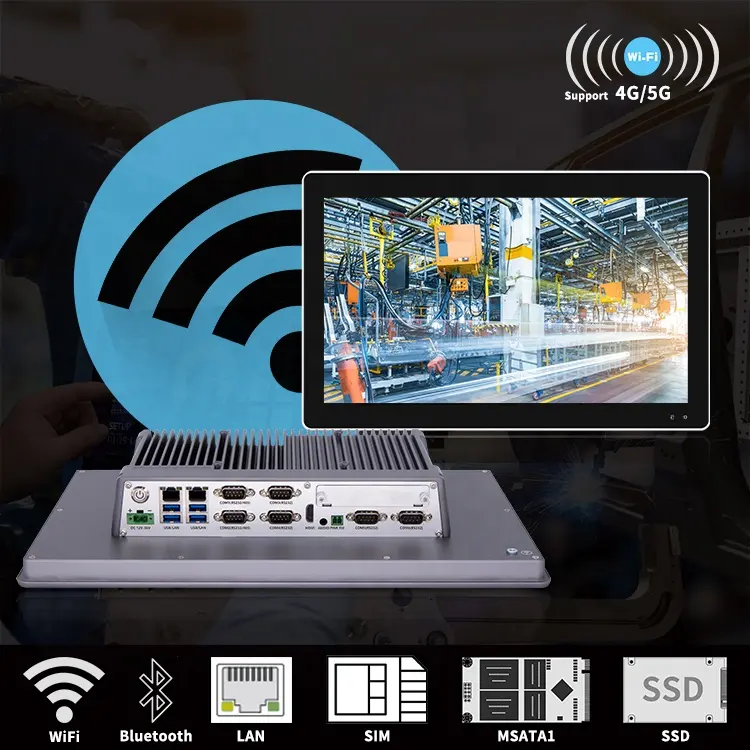 Ipctech 15.6 pollici capacitivo touch impermeabile pc industriale touch screen pannello pc incorporato monitor industriale fanless