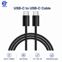 Câble de données USB 2.0 Type-C vers Type-C LUNGKAY, 480 Mbps, 100 W PD, charge rapide, USB C vers USB C, câble tressé en nylon, OEM ODM personnalisé