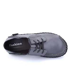 Chaussures plates en cuir véritable faites à la main, à lacets, mocassins décontractés pour hommes - Product Image 4