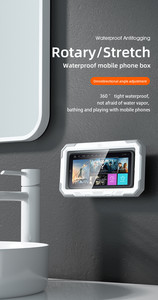 <span class=keywords><strong>Porta</strong></span> telefono doccia impermeabile 360 rotazione a parete supporto Anti nebbia custodia per cellulare con gancio per asciugamano - Product Image 3