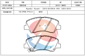 <span class=keywords><strong>Pastiglie</strong></span> Freno in Ceramica Premium Nuove per Geely Emgrand Accent <span class=keywords><strong>I20</strong></span> K3 D1593 con Garanzia fino a 35.000 km - Product Image 3