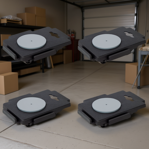 Set di 4 Carrelli per Trasporto in Polipropilene Nero con 8 Ruote, Capacità 150 kg, Attrezzi per Uso Domestico - Product Image 2