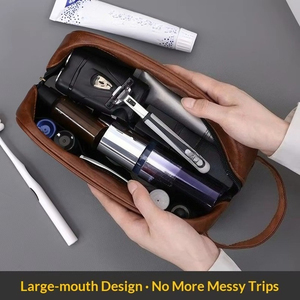 <span class=keywords><strong>Borsa</strong></span> da Viaggio Vintage in Pelle PU per Uomo, Grande Capacità, Organizer per Cosmetici, <span class=keywords><strong>Borsa</strong></span> Portatile per la Bellezza - Product Image 5