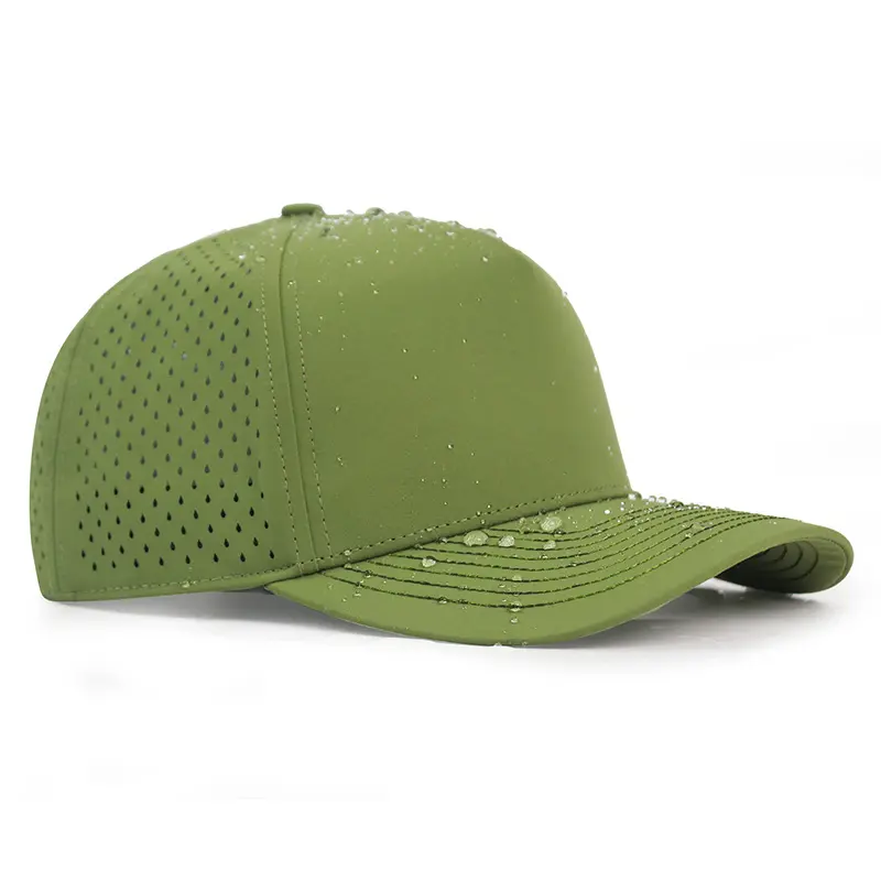HS41 Fashion laser cut hole odyssey stacked hydro baseball hat custom 5 panel hydro mesh cap style trucker hat