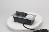 Prise escamotable en alliage d'aluminium 1 prise USA USB Type C Charge sans fil 15W Argent