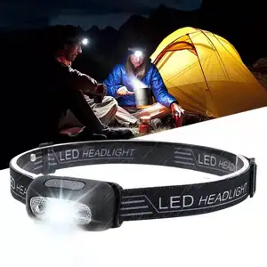 Lampe frontale d'extérieur étanche à LED, capteur de mouvement, lampe rechargeable montée sur la tête avec USB, adaptée au camping, à la course et au cyclisme