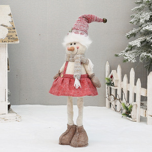 Bonhomme de neige rétractable rose en peluche pour Noël, décoration de fête, cadeau pour le salon - Product Image 3
