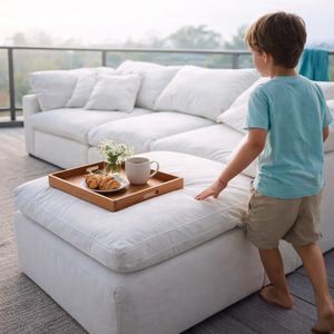 <span class=keywords><strong>Canapé</strong></span> modulable marron tendance et luxueux au design décontracté, avec texture nuage, idéal pour les espaces centraux et les canapés nuage marron - Product Image 4