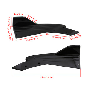 2 piezas Difusor de parachoques trasero universal para coche, Protector de faldón lateral tipo canard, Tira de labio para parachoques trasero - Product Image 2