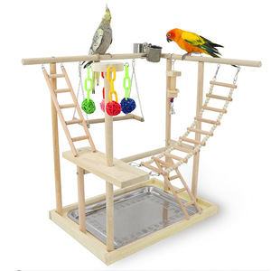 Parc de jeux interactif pour perroquets : Perchoirs et <span class=keywords><strong>échasse</strong></span>s en bois massif pour l'entraînement des oiseaux, supports de cage - Product Image 2