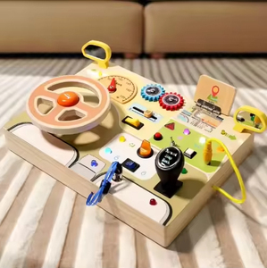 Venta caliente de madera Led luz ocupado tablero bebé sensorial analógico volante <span class=keywords><strong>circuito</strong></span> Montessori juguetes para niños pequeños niños y niñas - Product Image 3