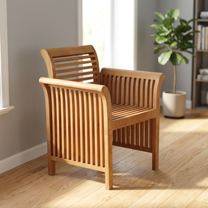 Silla de Jardín y Comedor de Madera de Teca Sólida de Estilo Escandinavo Moderno con Patas Cónicas Resistentes para Uso en Parques - Product Image 2