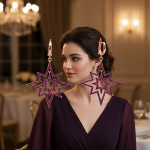 Ruby CZ North Star Design Joyería fina Venta al por mayor turca 925 Joyas de plata esterlina Pendientes colgantes - Product Image 3
