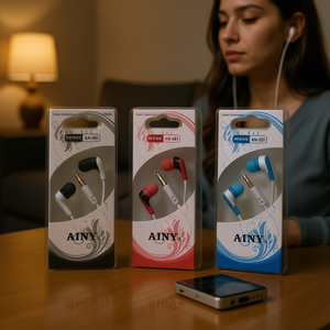 Écouteurs filaires Ainy AN-881, écouteurs intra-auriculaires stéréo avec interface 3,5 mm, transducteur dynamique, matériau plastique pour lecteur MP3 CD - Product Image 3