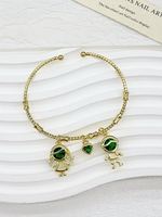 Bracelet ajustable en cuivre avec mini-breloques en émail en forme de crème glacée et perles de verre bleues, vente en gros pour cadeau
