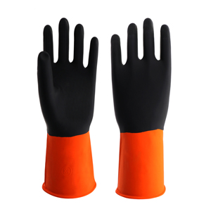 قفازات لاتكس مزدوجة اللون 50-31 جم صناعية مقاومة للماء ثقيلة ميكانيكية مريحة قابلة لإعادة الاستخدام آمنة متوسطة الحجم - Product Image 2