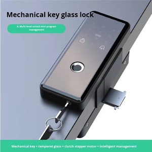 Cerradura inteligente directa de fábrica para puerta de vidrio enmarcada en la oficina Pantalla OLED Android WiFi No requiere perforación Clave de contraseña de huella dactilar - Product Image 2