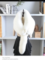 Écharpe longue d'hiver en vraie fourrure de renard pour femme, écharpe chaude avec de grandes queues, vente en gros