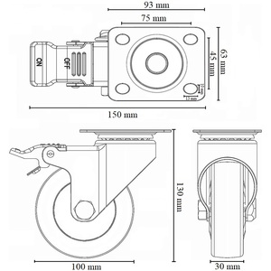 Roulettes pivotantes et fixes orange de 100 mm pour chariots et meubles, capacité de charge de 400 kg - Product Image 5
