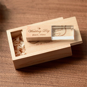 ของขวัญส่งเสริมการขาย แฟลชไดรฟ์ USB ไม้คริสตัล พร้อมพิมพ์โลโก้ตามสั่ง ความจุ 1/2/4/8/16/32/64/128/256GB - Product Image 1
